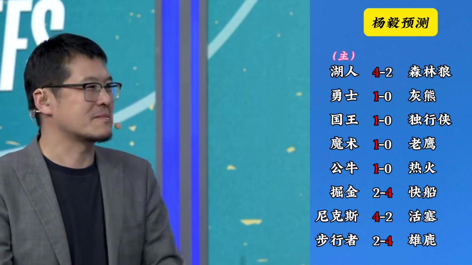 明燈來(lái)了！看看楊毅的季后賽預(yù)測(cè)：湖人4-2狼 快船4-2掘金